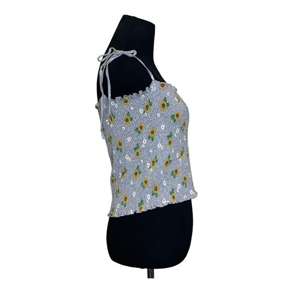 Gold Crush gray floral mock crop cami size large - Picture 6 of 8